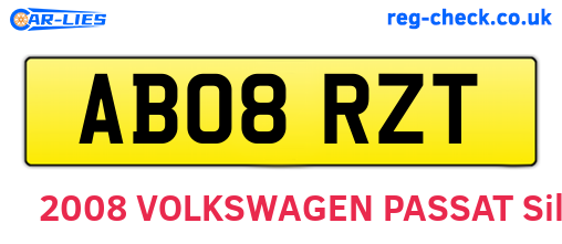 AB08RZT are the vehicle registration plates.