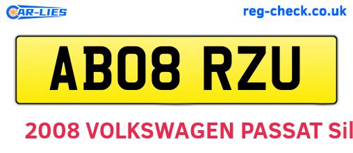 AB08RZU are the vehicle registration plates.