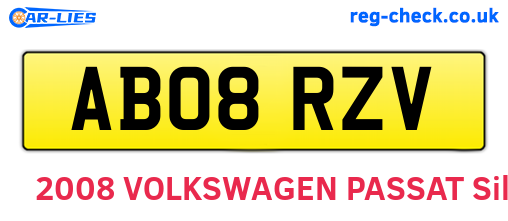 AB08RZV are the vehicle registration plates.
