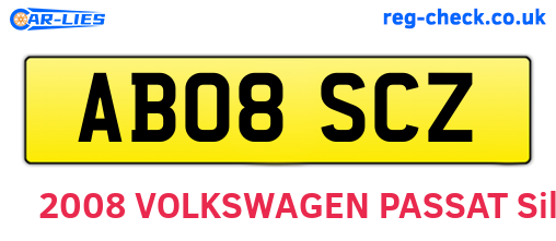 AB08SCZ are the vehicle registration plates.