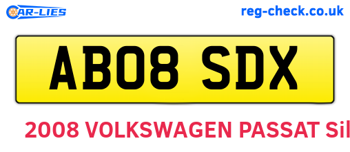 AB08SDX are the vehicle registration plates.