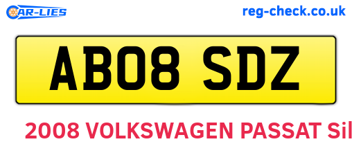 AB08SDZ are the vehicle registration plates.