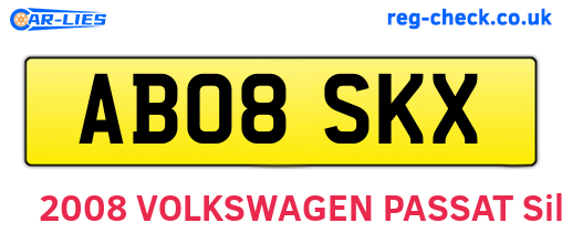 AB08SKX are the vehicle registration plates.