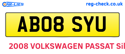 AB08SYU are the vehicle registration plates.