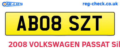 AB08SZT are the vehicle registration plates.