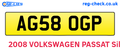 AG58OGP are the vehicle registration plates.