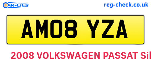 AM08YZA are the vehicle registration plates.