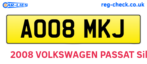 AO08MKJ are the vehicle registration plates.