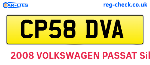 CP58DVA are the vehicle registration plates.