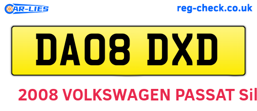 DA08DXD are the vehicle registration plates.