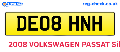 DE08HNH are the vehicle registration plates.