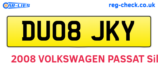 DU08JKY are the vehicle registration plates.