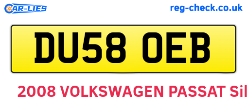 DU58OEB are the vehicle registration plates.