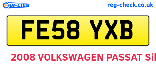 FE58YXB are the vehicle registration plates.