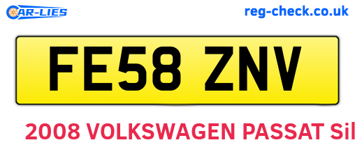FE58ZNV are the vehicle registration plates.