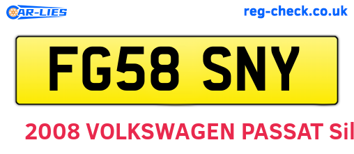 FG58SNY are the vehicle registration plates.