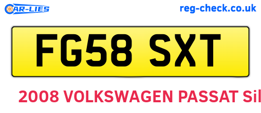 FG58SXT are the vehicle registration plates.