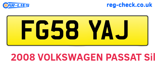 FG58YAJ are the vehicle registration plates.