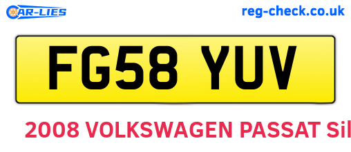 FG58YUV are the vehicle registration plates.