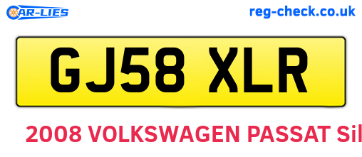 GJ58XLR are the vehicle registration plates.
