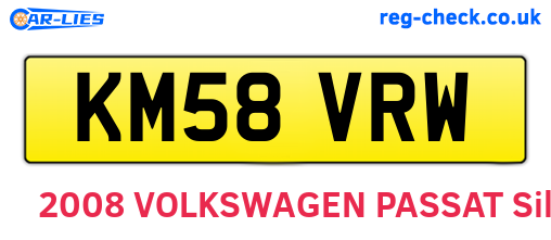 KM58VRW are the vehicle registration plates.