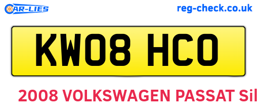 KW08HCO are the vehicle registration plates.