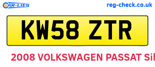 KW58ZTR are the vehicle registration plates.