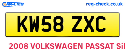 KW58ZXC are the vehicle registration plates.