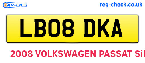 LB08DKA are the vehicle registration plates.