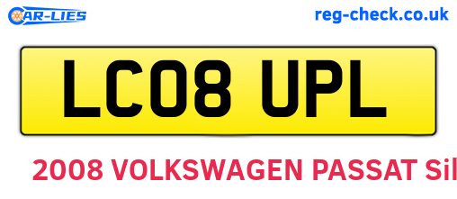 LC08UPL are the vehicle registration plates.