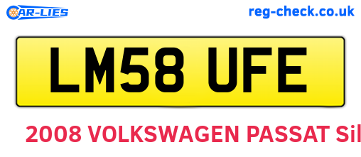 LM58UFE are the vehicle registration plates.