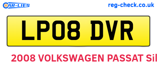 LP08DVR are the vehicle registration plates.