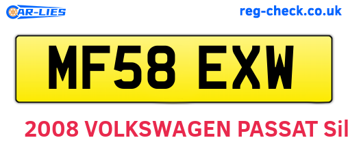 MF58EXW are the vehicle registration plates.