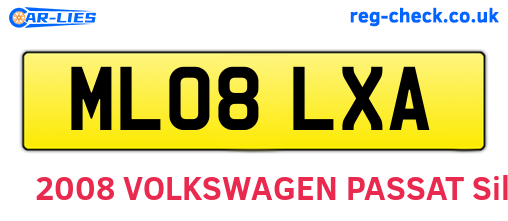 ML08LXA are the vehicle registration plates.