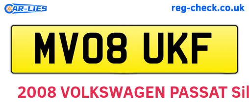 MV08UKF are the vehicle registration plates.
