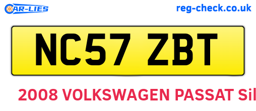 NC57ZBT are the vehicle registration plates.