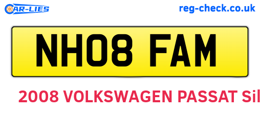 NH08FAM are the vehicle registration plates.