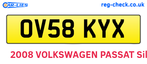 OV58KYX are the vehicle registration plates.