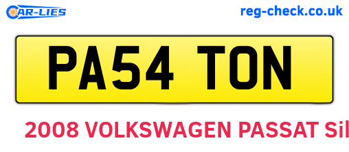 PA54TON are the vehicle registration plates.