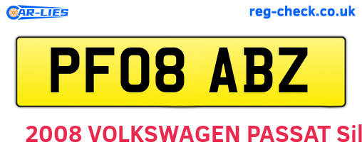 PF08ABZ are the vehicle registration plates.