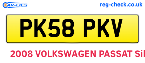 PK58PKV are the vehicle registration plates.