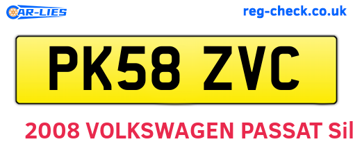 PK58ZVC are the vehicle registration plates.