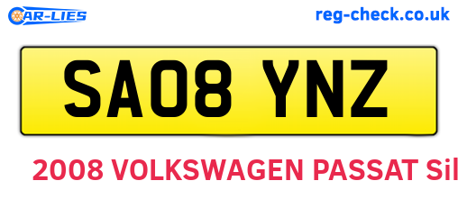 SA08YNZ are the vehicle registration plates.