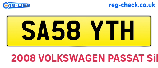 SA58YTH are the vehicle registration plates.