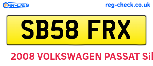 SB58FRX are the vehicle registration plates.