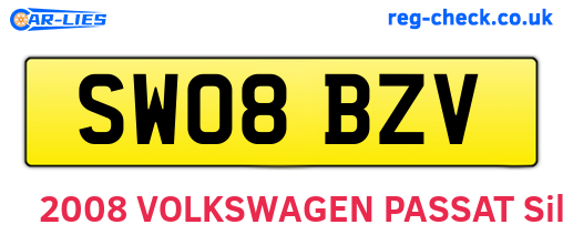 SW08BZV are the vehicle registration plates.