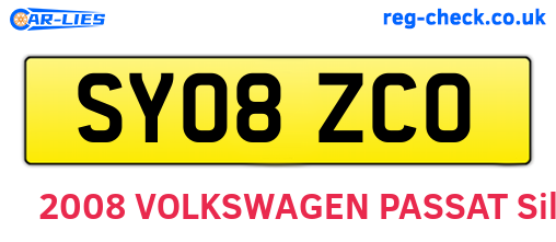 SY08ZCO are the vehicle registration plates.