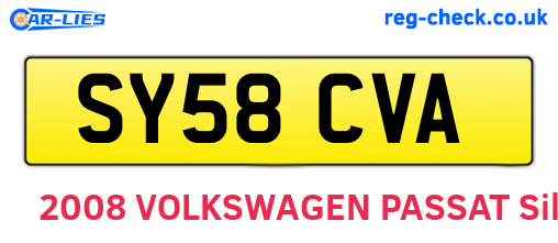 SY58CVA are the vehicle registration plates.