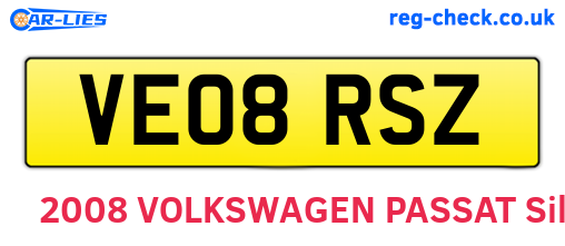 VE08RSZ are the vehicle registration plates.