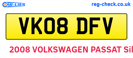 VK08DFV are the vehicle registration plates.